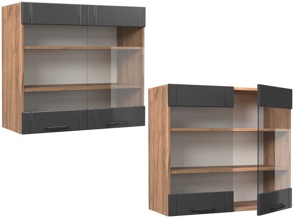 Küchenglasschrank Fame-Line Dunkelgrau 80 cm Vicco Bild 5