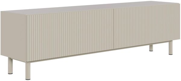 Selsey TV Schrank Mit Gefräster Front, 140 cm, Greige– Elegantes TV Board Für Wohnwand Wohnzimmer, Moderner Look Mit Metallfüßen, Praktische Staufächer, Selbstmontage