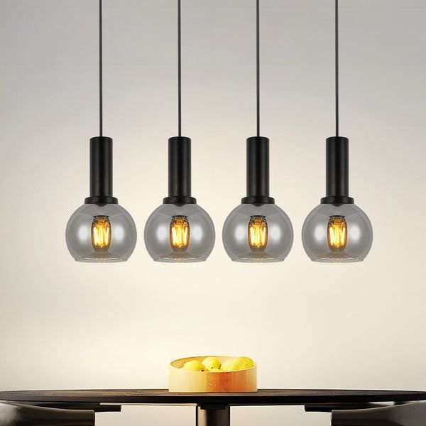 ZMH Pendelleuchte Esstisch Hängelampe Vintage Esszimmer Pendellampe E27 Hängeleuchte 4 Flammig Esszimmerlampe Höhenverstellbar Industrial Esszimmerlampe für Schlafzimmer Büro (ohne Leuchtmittel)