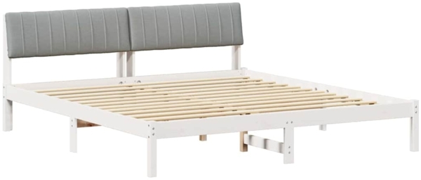 vidaXL Bettgestell Weiß und Hellgrau 180 x 200 cm Massivholz Kiefer 3394357