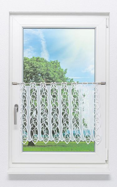 Scheibengardine Plauener Spitze - Loop (Bx H) 129,6cm * 47cm weiß/Weiß