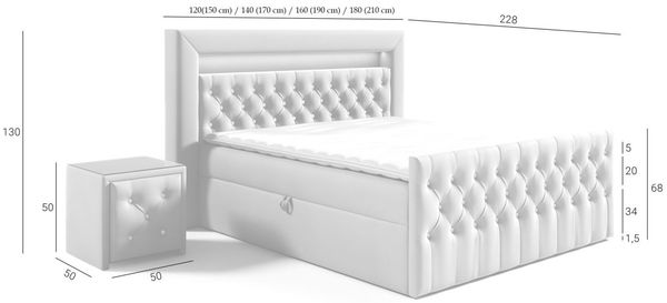 Boxspringbett Schlafzimmerbett ERNESTO Nr. 4 120x200cm in Elisa Velvet Hellgrau Bild 3