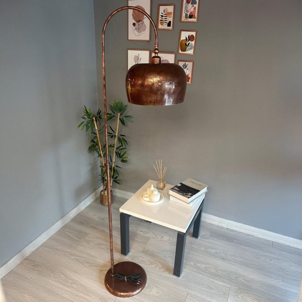 Bamyum Stehlampe Kupfer Stehlampe Moving Head Moderne dekorative Metall Stehlampe, ohne Leuchtmittel, E27, verstellbarer Lampenschirm, Stehluchte mit Ablage