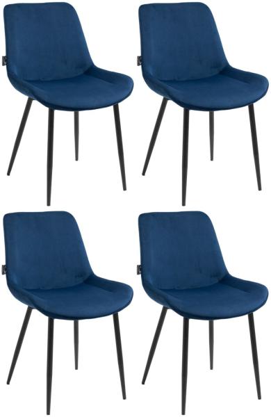 4er Set Esszimmerstühle Victoria Samt blau