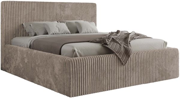MKS Möbel 'Tiliano Classic' Polsterbett mit Stauraum, Cordstoff, Hellbraun, 140x200 cm, ohne Matratze Bild 5