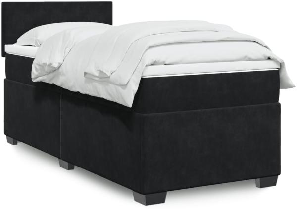 vidaXL Boxspringbett mit Matratze Schwarz 90x190 cm Samt 3286182