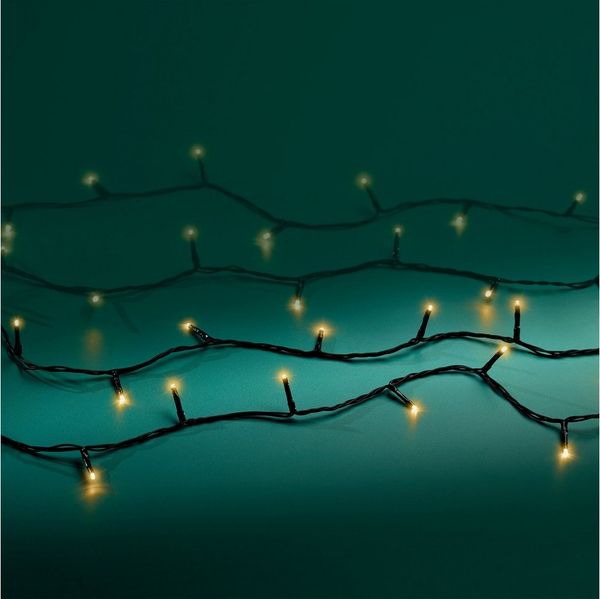Lumineo LED-Lichterkette Lumineo Lichterkette BASIC 240 LED 18 m Soft Gold, schwarzes Kabel, Indoor/Outdoor, dimmbar, 8h-Timer, + 5 m Zuleitung