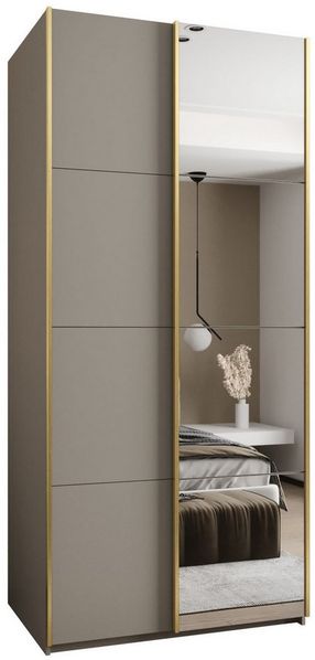 ABIKS MÖBEL Schwebetürenschrank LUX 3 hoher Schlafzimmerschrank - mit Spiegel Kleiderstange, Regalen
