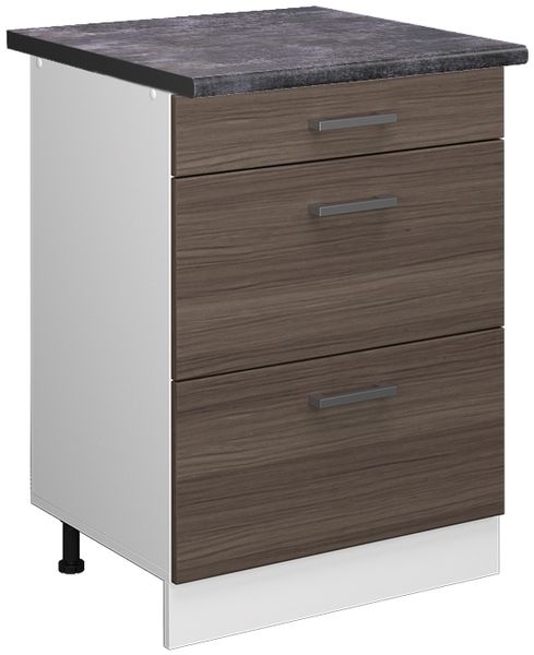 Küchenunterschrank R-Line Edelgrau 60 cm mit Schubladen, AP Anthrazit Vicco