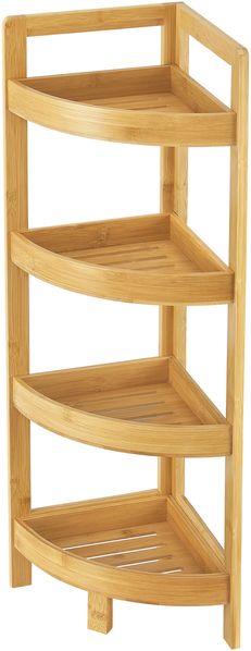 Bambus Badregal Lestijärvi Eckregal mit 4 Ablagen 80x23x23cm [en. casa]