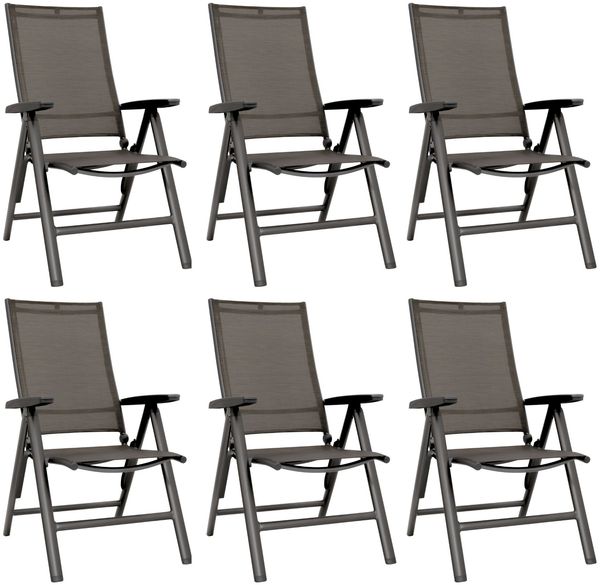 KETTLER Set 6x Klappsessel Multipositionssessel CROWD Anthrazit