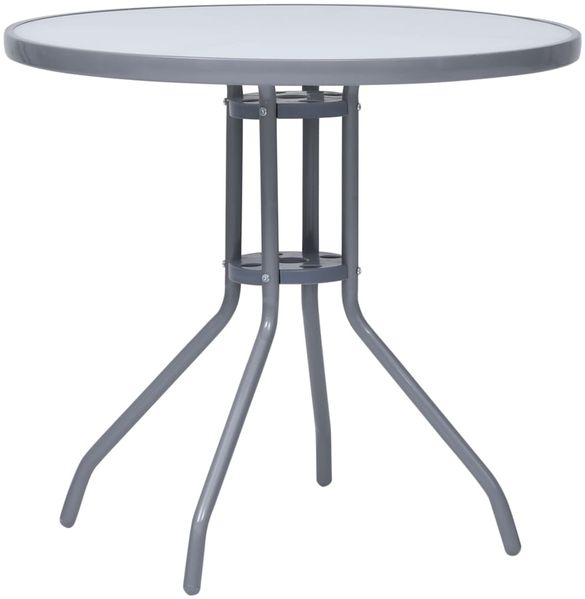 vidaXL Gartentisch Hellgrau 80 cm Stahl und Glas 312215