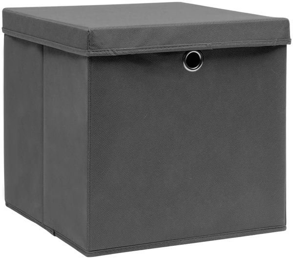 Aufbewahrungsboxen, faltbarer Korb mit Deckeln 4 Stk. 28x28x28 cm Grau