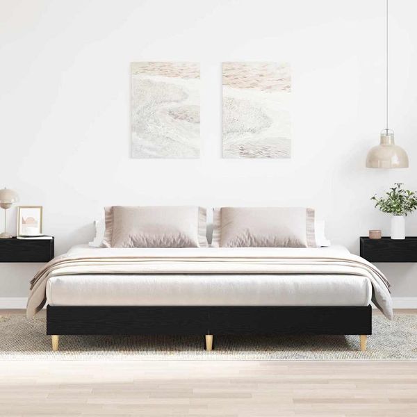 vidaXL Bettrahmen Schwarz Eichen-Optik 203 x 183 x 25 cm Holzwerkstoff 3329279