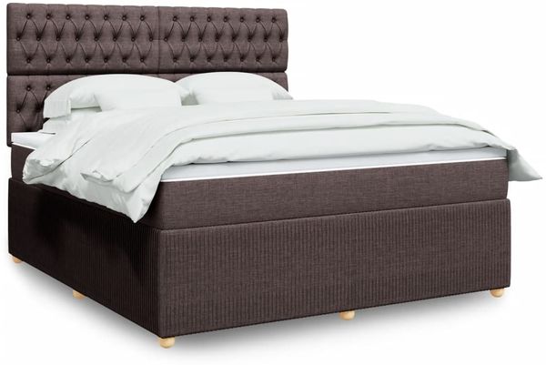 vidaXL Boxspringbett mit Matratze Dunkelbraun 180x200 cm Stoff 3292145
