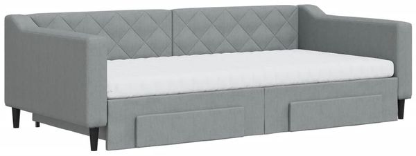 vidaXL Tagesbett Ausziehbar mit Schubladen Hellgrau 100x200 cm Stoff 3197485 Bild 3