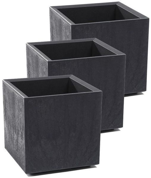 Kreher Pflanzkübel Pflanzkasten Karo 13 L mit Rollen in Beton Optik (3 St)