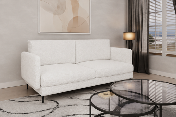 Sofa Designersofa HELMER 3-Sitzer Stoff Baloo Weiß
