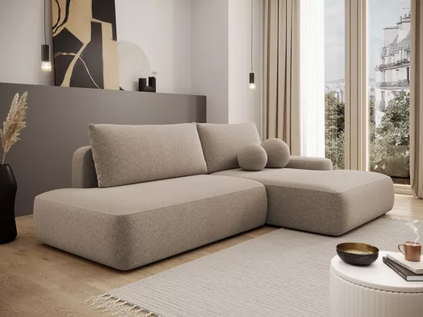 Vente-unique - DAVISO Sofa Stoff Schokoladenbraun - B 164 cm x H 87 cm x L 276 cm