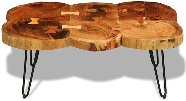 Couchtisch, Sofatisch 35 cm 6 Baumscheiben Massivholz Akazie