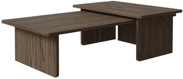 Selsey 'Usalo' Couchtisch 2er-Set, Holzoptik Nussbaum Wisconsin, 140x90 / 90x55 cm