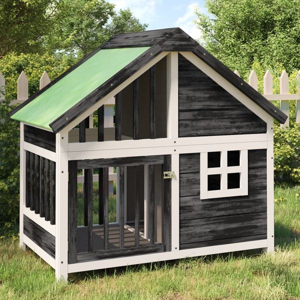 vidaXL Hundehütte Grau 96x60,5x87 cm Massivholz Kiefer 172268