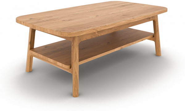 Couchtisch Swig aus Wildeiche massiv geölt 70x110 cm mit Holzbeinen