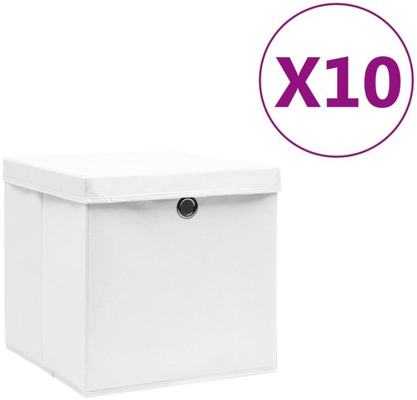 vidaXL Aufbewahrungsboxen mit Deckeln 10 Stk. 28x28x28 cm Weiß 325210