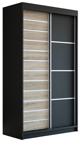 Schwebetürenschrank COLIN 2-türig Schrank 120 cm Farbe: Schwarz , sonoma