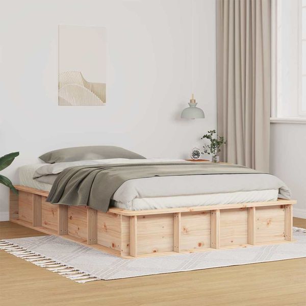 vidaXL Bettrahmen Braun 140 x 200 cm Massives Kiefernholz 3385715