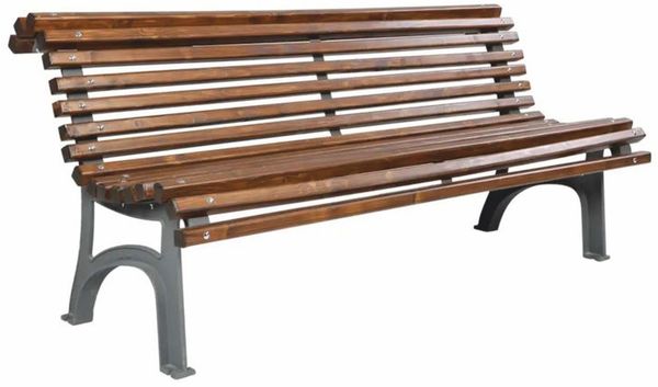 Casa Padrino Parkbank - Stadtbank Dunkelbraun / Grau 180 cm - Outdoor Möbel