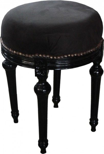 Casa Padrino Barock Sitzhocker - Rundhocker Schwarz / Schwarz - Barock Hocker Möbel