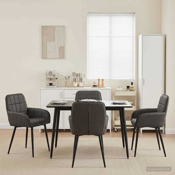 vidaXL Esszimmerstühle 4 pcs Kunstleder Schwarz 57 x 50 x 85 cm 3428185