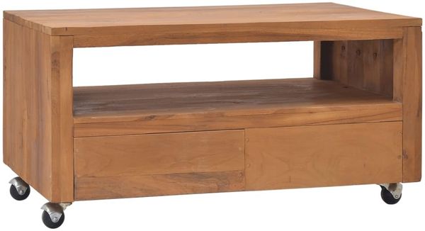 vidaXL TV-Schrank mit Rollen 80x50x42 cm Teak Massivholz 326130