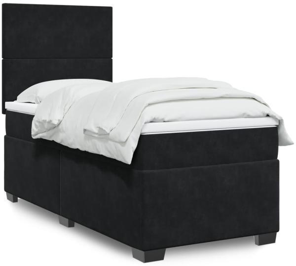 vidaXL Boxspringbett mit Matratze Schwarz 90x190 cm Samt 3293082