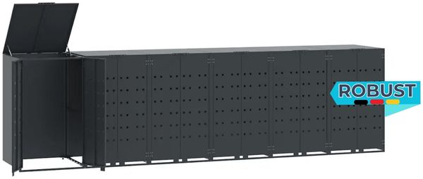 Mülltonnenbox GORILO für 6 Tonnen Anthrazit 414x79x117 cm Stahl | Mülltonnenverkleidung 6er Mülltonnenhaus