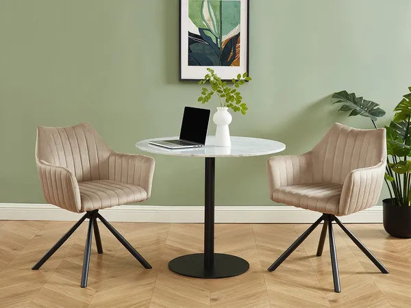 Vente-unique - IZIALI Stuhl SamtStoff Beige - B 60 cm x H 83,5 cm x L 60 cm