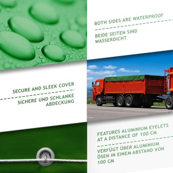 Jago® Abdeckplane mit 24 Ösen, wasserdicht und reißfest, PVC, Grün, 5x7 m, 650 g/m² Bild 8