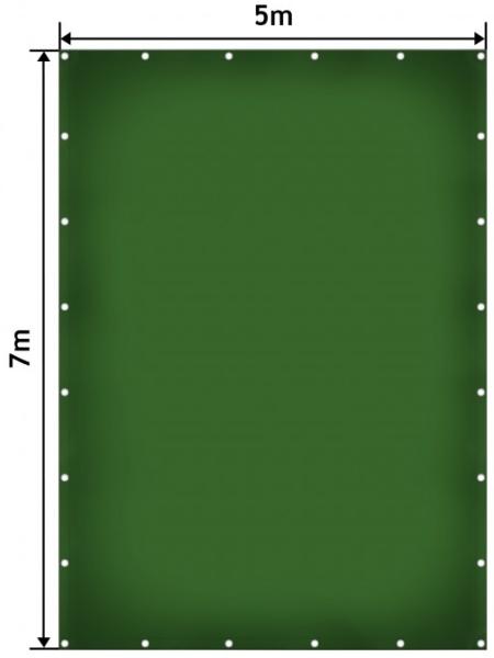 Jago® Abdeckplane mit 24 Ösen, wasserdicht und reißfest, PVC, Grün, 5x7 m, 650 g/m² Bild 2