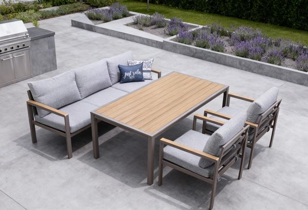 Primaster Gartenmöbel-Set Porto Aluminium in Holzoptik