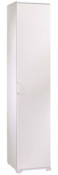 Dmora Mehrzweckschrank 1 Tür Aloise, linearer Schrank mit 1 Flügeltür und 4 verstellbaren Einlegeböden, Säulenschrank für Badezimmer, 100 % Made in Italy, 45 x 45 x 195 cm, Weiß,