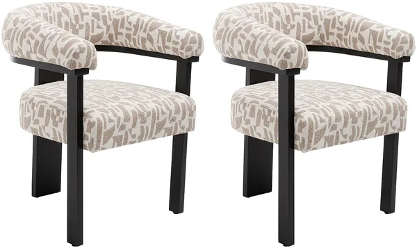 Vente-unique - LIVELIA Stuhl Stoff SchwarzSchokoladenbraunBeige - B 60 cm x H 78 cm x L 64 cm