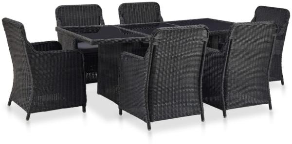 vidaXL 7-tlg. Garten-Essgruppe Poly Rattan Schwarz 3057808