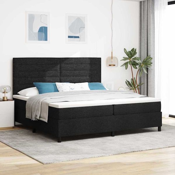 vidaXL Boxspringbett mit Matratze mit LED Schwarz 200 x 200 cm Stoff 3342818