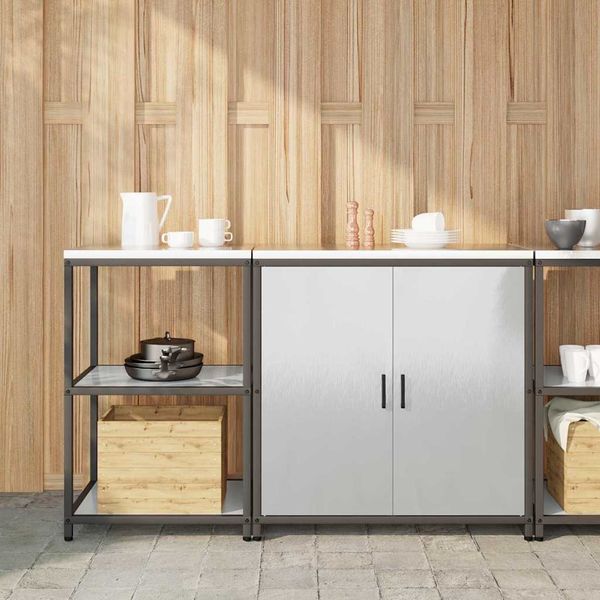 vidaXL Aufbewahrungsset für die Küche mit Regal 2 pcs Silber Edelstahl 3392684