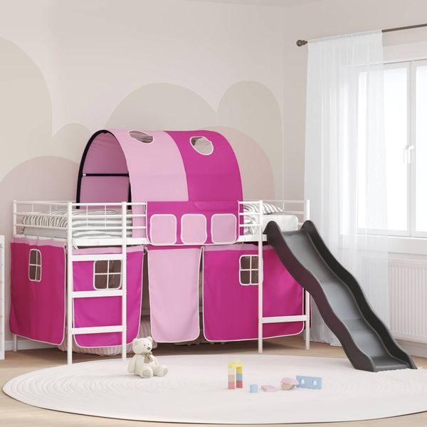 vidaXL Kinder-Etagenbett Weiß und Rosa 100 x 200 cm Metall 42020869