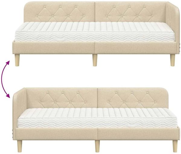 vidaXL Eckbettgestell Creme 80 x 200 cm Stoff 3394107 Bild 12