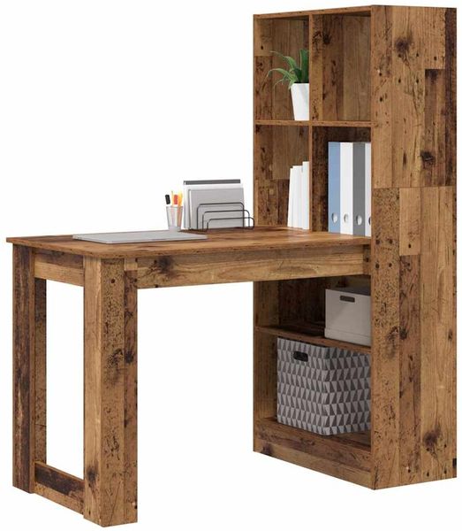 vidaXL Schreibtisch mit Regal Altholz 122 x 67 x 145 cm Holzwerkstoff 3337263 Bild 3