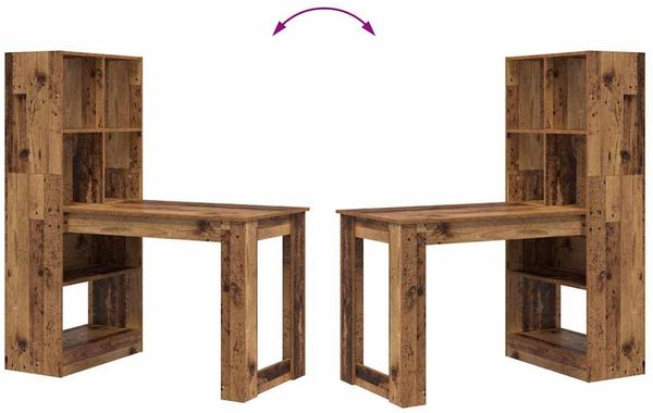 vidaXL Schreibtisch mit Regal Altholz 122 x 67 x 145 cm Holzwerkstoff 3337263 Bild 9