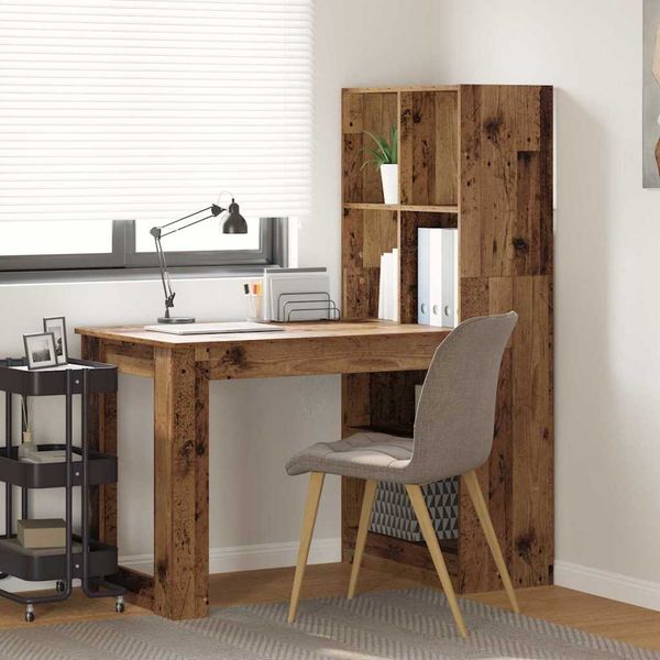 vidaXL Schreibtisch mit Regal Altholz 122 x 67 x 145 cm Holzwerkstoff 3337263